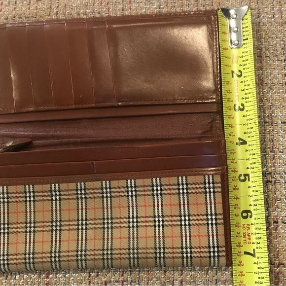 BURBERRY Nova Check Plaid Canvas Leather BiFolding Long Wallet - Picture 11 of 16